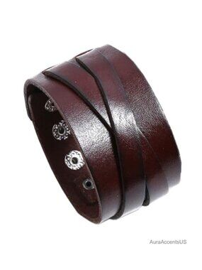 Punk Leather Cuff Bracelet Adjustable Unisex Goth Rock Wristband